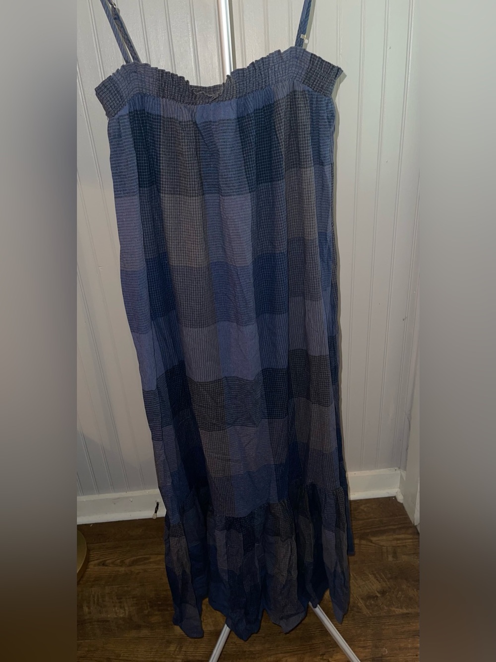 Gigio Blue Checkered Maxi Dress